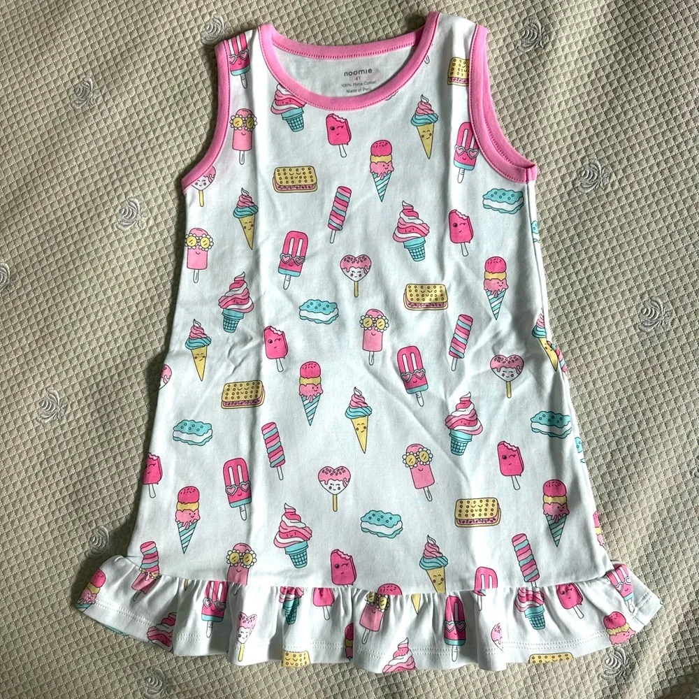 Baby Noomie 100% Pima Cotton Ice Cream Print Ruffle Dress NWT 4T